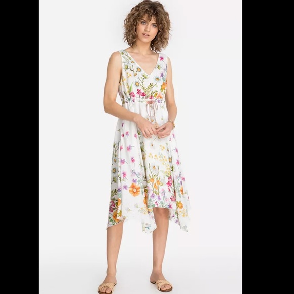 NEW Johnny Was Flaria V-Neck Floral Linen Dress - Picture 2 of 13